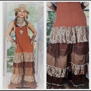 COPY - Magnolia ruffle bibs, bohemian pearl, shabby bib jumpsuit bohemian M L